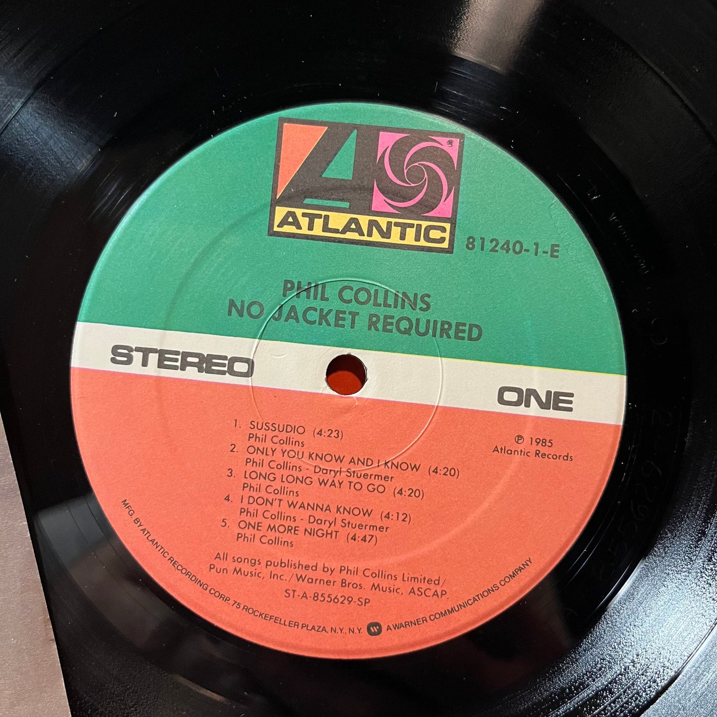 Phil Collins - No Jacket Required (VINYL LP ATLANTIC 81240-1-E 1985) | Near Mint- (NM-) Excellent (EX)-