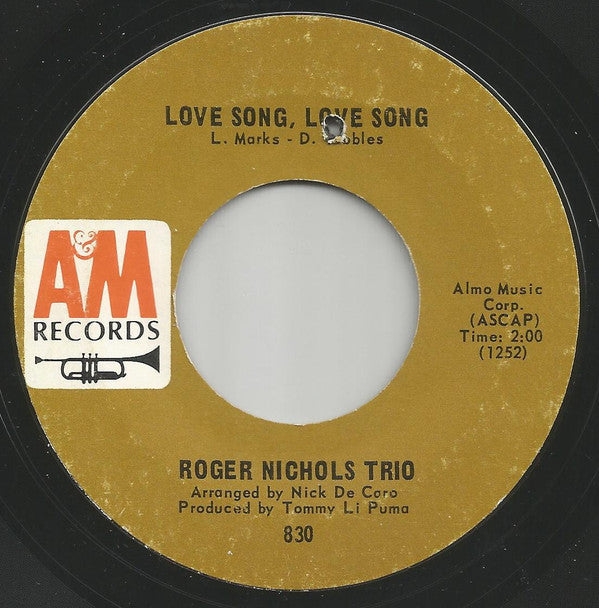 Roger Nichols Trio - Love Song, Love Song / Snow Queen | Very Good (VG) Generic--