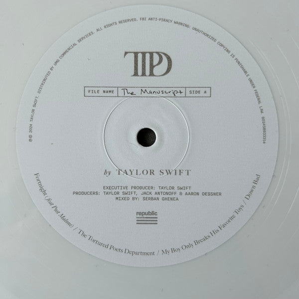 Taylor Swift - The Tortured Poets Department (GHOSTED WHITE VINYL) | Mint (M) Mint (M)-