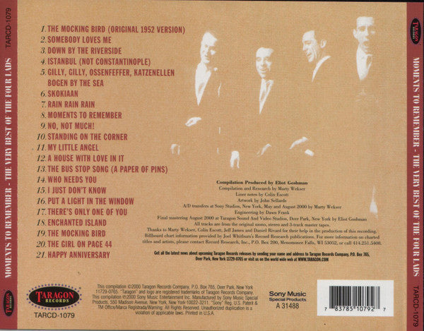 The Four Lads - Moments To Remember - The Very Best Of The Four Lads *CD* | Mint (M) Mint (M)-