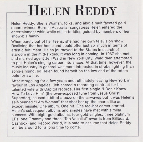 Helen Reddy - The Best Of Helen Reddy *CD* | Mint (M) Mint (M)-
