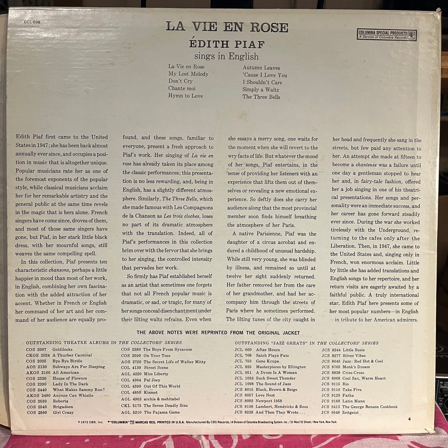 Edith Piaf - La Vie En Rose / Édith Piaf Sings In English *COLLECTORS T1* | Excellent (EX) Near Mint (NM)--