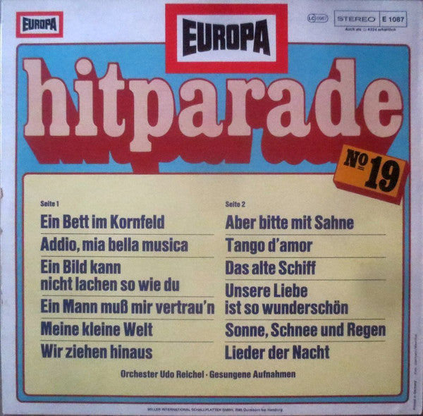Orchester Udo Reichel - Europa Hitparade 19 | Excellent (EX) Near Mint (NM)--