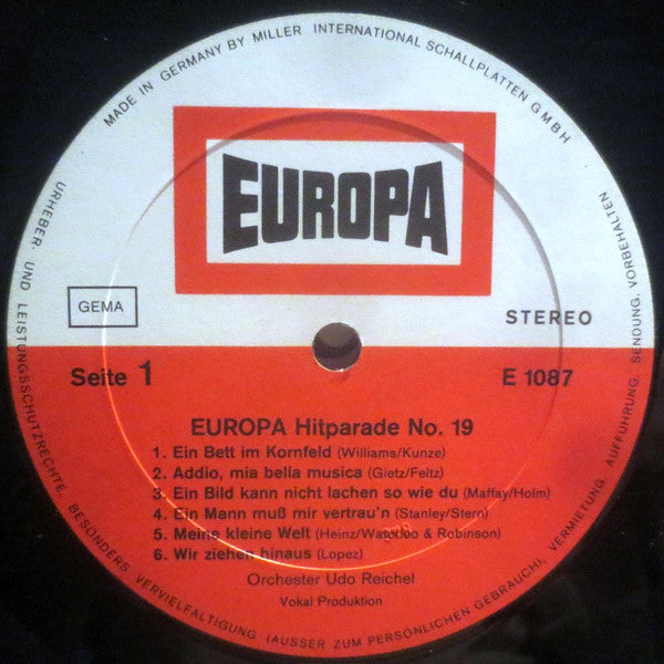 Orchester Udo Reichel - Europa Hitparade 19 | Excellent (EX) Near Mint (NM)--