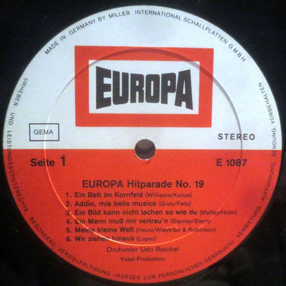 Orchester Udo Reichel - Europa Hitparade 19 | Excellent (EX) Near Mint (NM)--