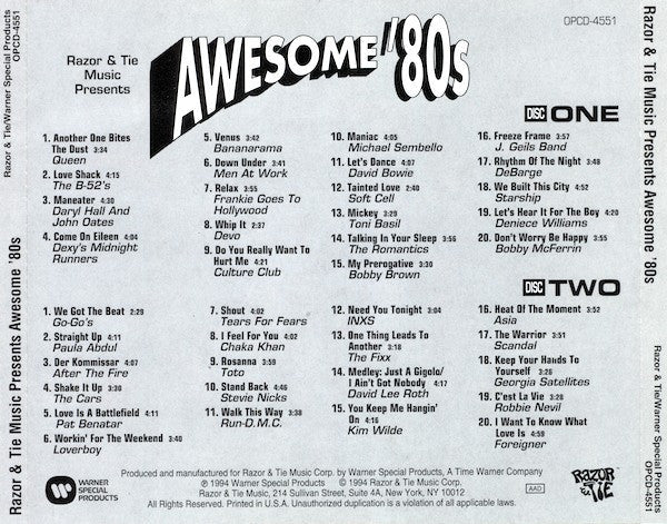 Various - Awesome '80s (2xCD) | Excellent+ (EX+) Excellent+ (EX+)-