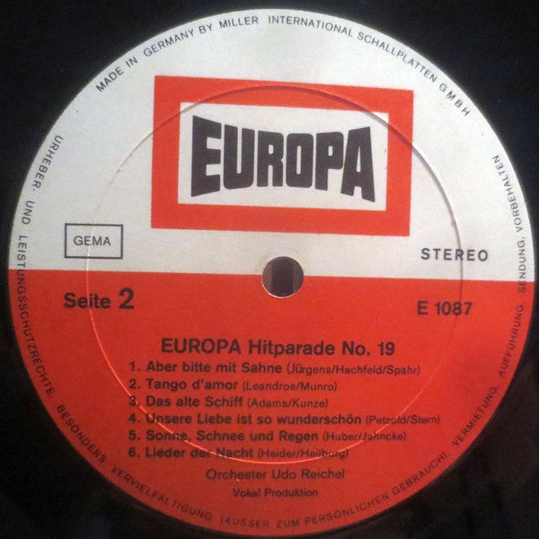 Orchester Udo Reichel - Europa Hitparade 19 | Excellent (EX) Near Mint (NM)--
