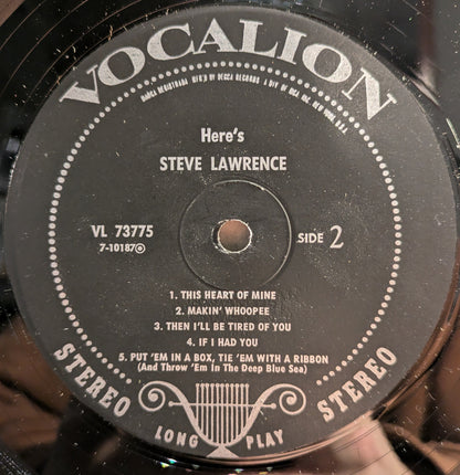 Steve Lawrence (2) - Here's Steve Lawrence | Excellent (EX) Excellent (EX)--
