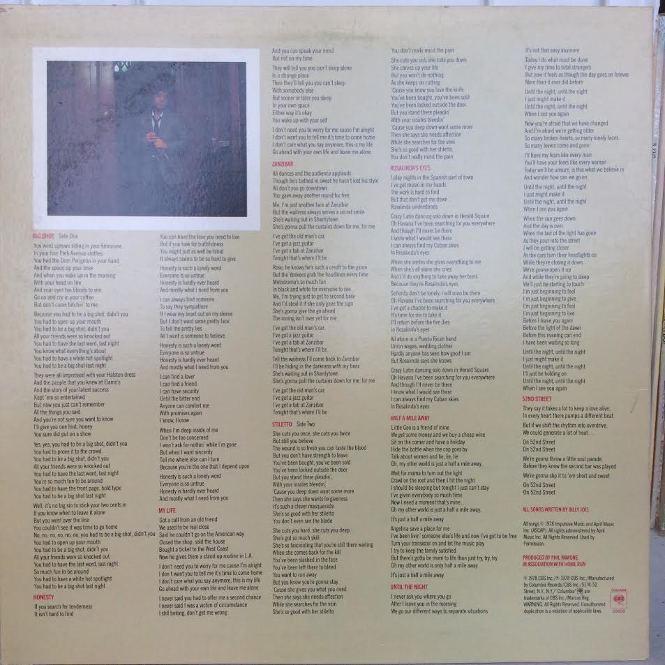 Billy Joel - 52nd Street (VINYL) | Near Mint- (NM-) Near Mint- (NM-)-
