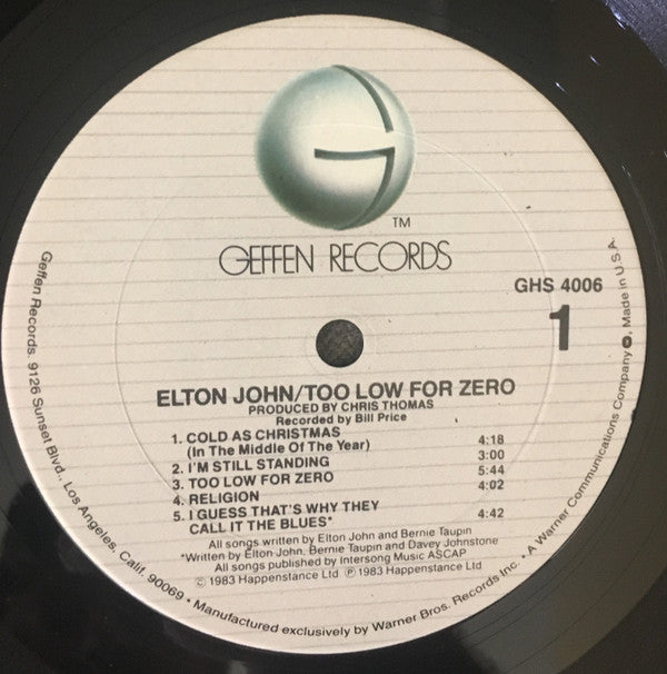 Elton John - Too Low For Zero *CLUB - P* | Near Mint (NM) Excellent (EX)-