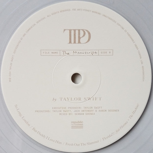 Taylor Swift - The Tortured Poets Department (2X LP) *Phantom Clear* | Near Mint (NM) Near Mint (NM)-