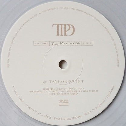 Taylor Swift - The Tortured Poets Department (2X LP) *Phantom Clear* | Near Mint (NM) Near Mint (NM)-