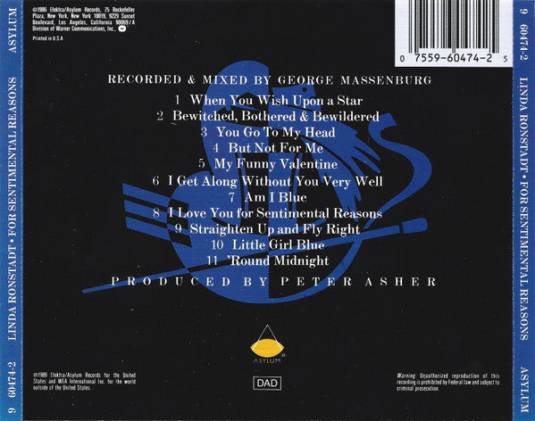 Linda Ronstadt - For Sentimental Reasons (CD) | Near Mint (NM) Near Mint (NM)-