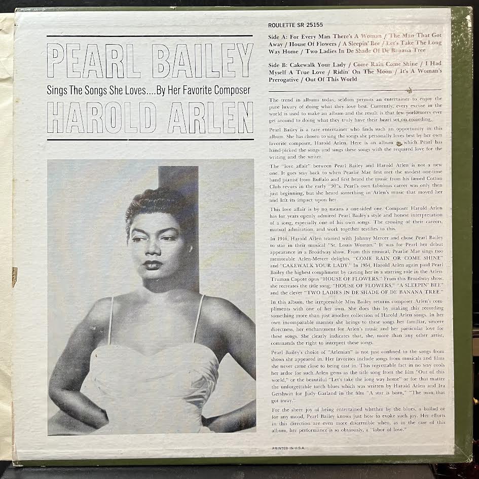 Pearl Bailey - Pearl Bailey Sings The Songs She Loves.... By Her Favorite Composer Harold Arlen (VINYL) | Near Mint (NM) Near Mint (NM)--