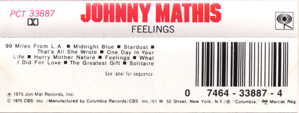 Johnny Mathis - Feelings *CASSETTE* | Near Mint (NM) Excellent (EX)--