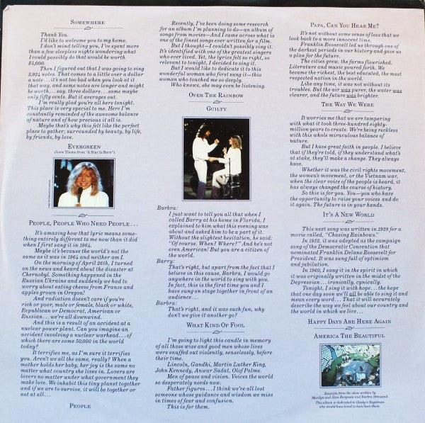 Barbra Streisand - One Voice (VINYL) | Near Mint (NM or M-) Excellent+ (EX+)--