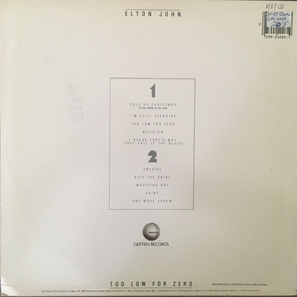 Elton John - Too Low For Zero *CLUB - P* | Near Mint (NM) Excellent (EX)-