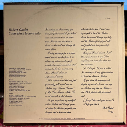 Robert Goulet - Come Back To Sorrento | Near Mint (NM) Near Mint (NM)--