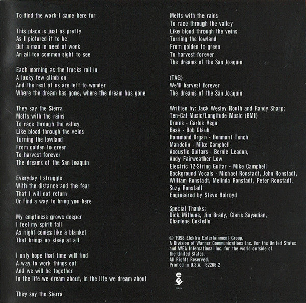 Linda Ronstadt - We Ran (CD) | Near Mint (NM) Near Mint (NM)-