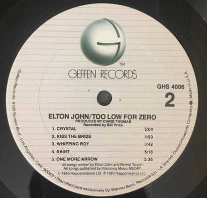 Elton John - Too Low For Zero *CLUB - P* | Near Mint (NM) Excellent (EX)-