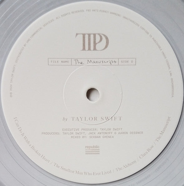 Taylor Swift - The Tortured Poets Department (2X LP) *Phantom Clear* | Near Mint (NM) Near Mint (NM)-