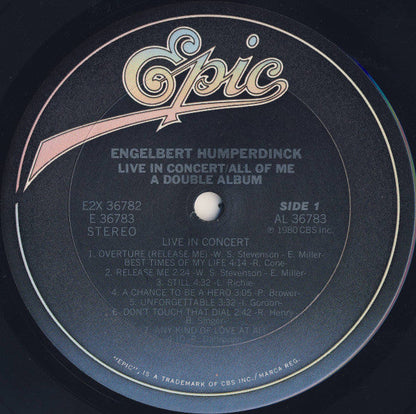 Engelbert Humperdinck - Live In Concert And All Of Me / A Double Album | Near Mint (NM) Near Mint (NM)--