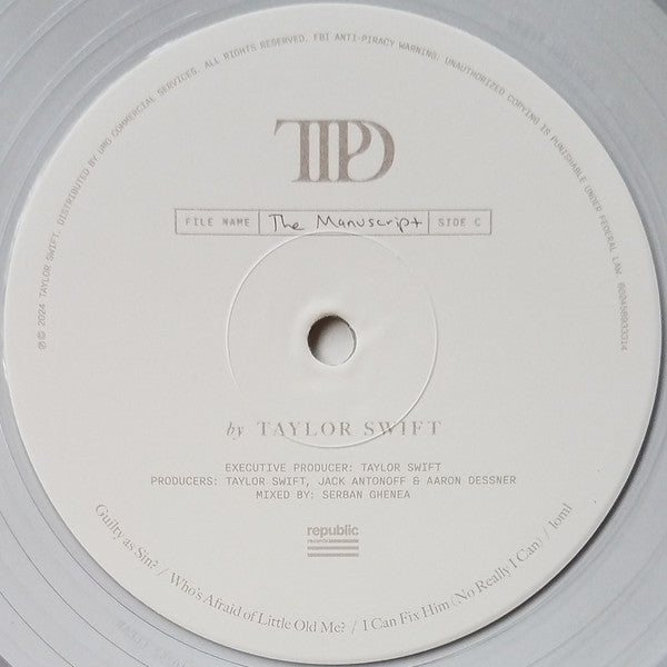 Taylor Swift - The Tortured Poets Department (2X LP) *Phantom Clear* | Near Mint (NM) Near Mint (NM)-