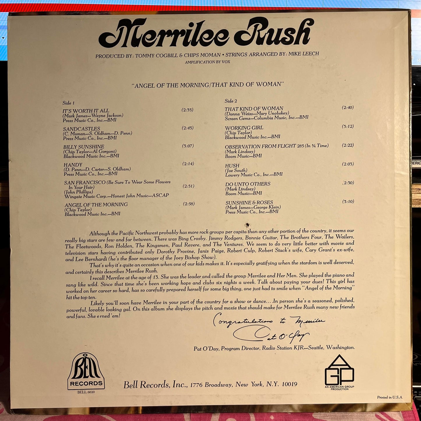 Merrilee & The Turnabouts - Angel Of The Morning *BESTWAY* | Near Mint (NM) Near Mint (NM)-