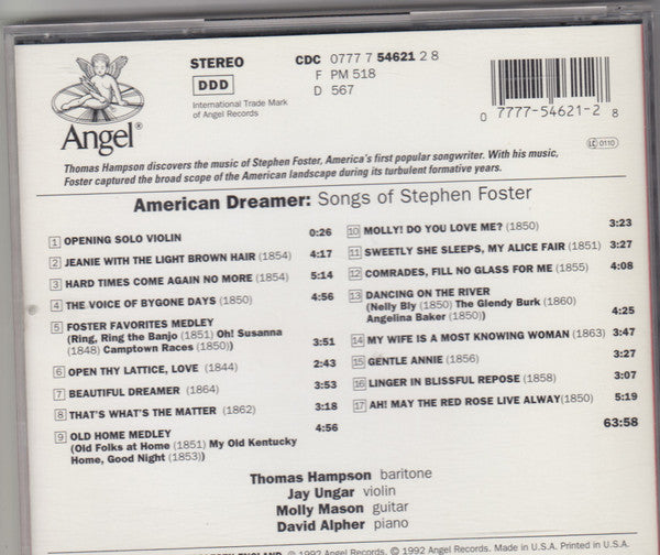 Stephen Foster - American Dreamer: Songs of Stephen Foster (CD) | Near Mint (NM) Near Mint (NM)--
