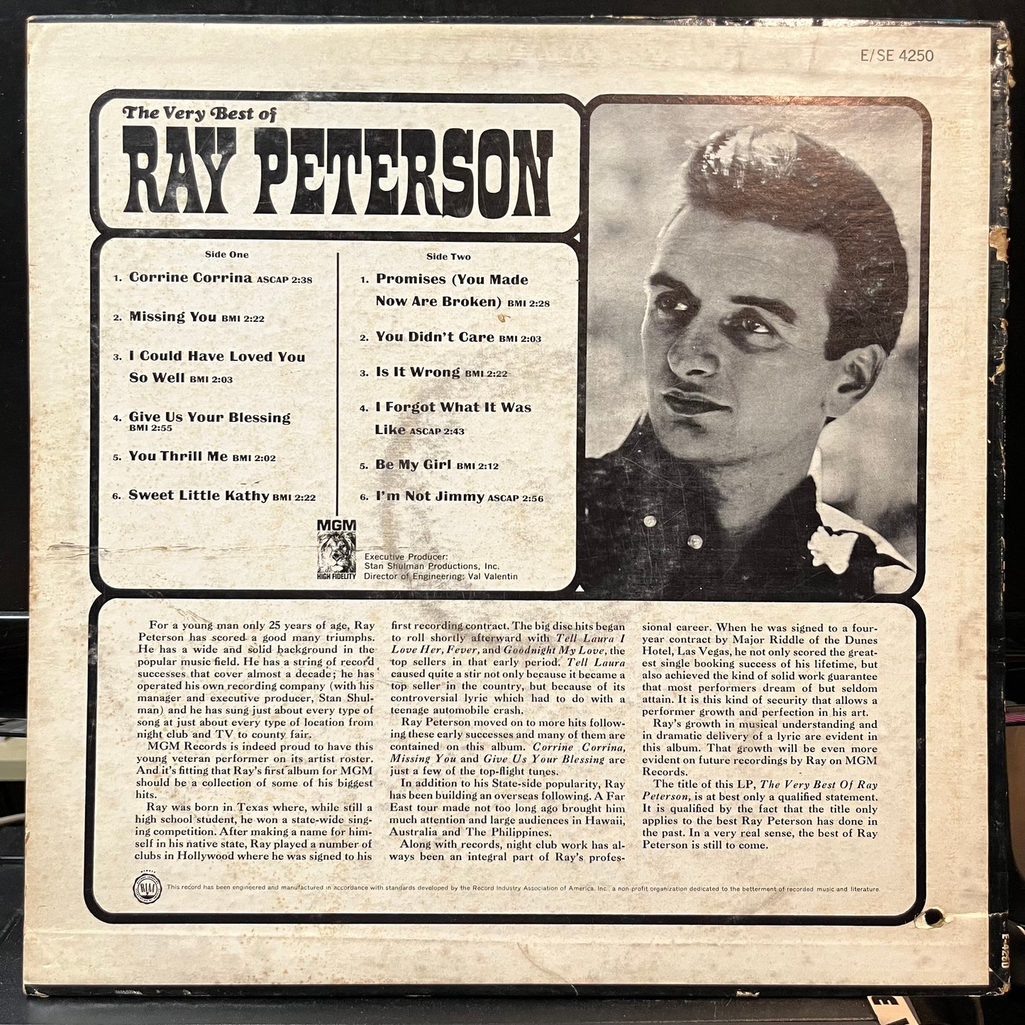 Ray Peterson - The Very Best Of Ray Peterson (VINYL LP MGM SE-4250 1964) | Near Mint (NM or M-) Very Good (VG)--