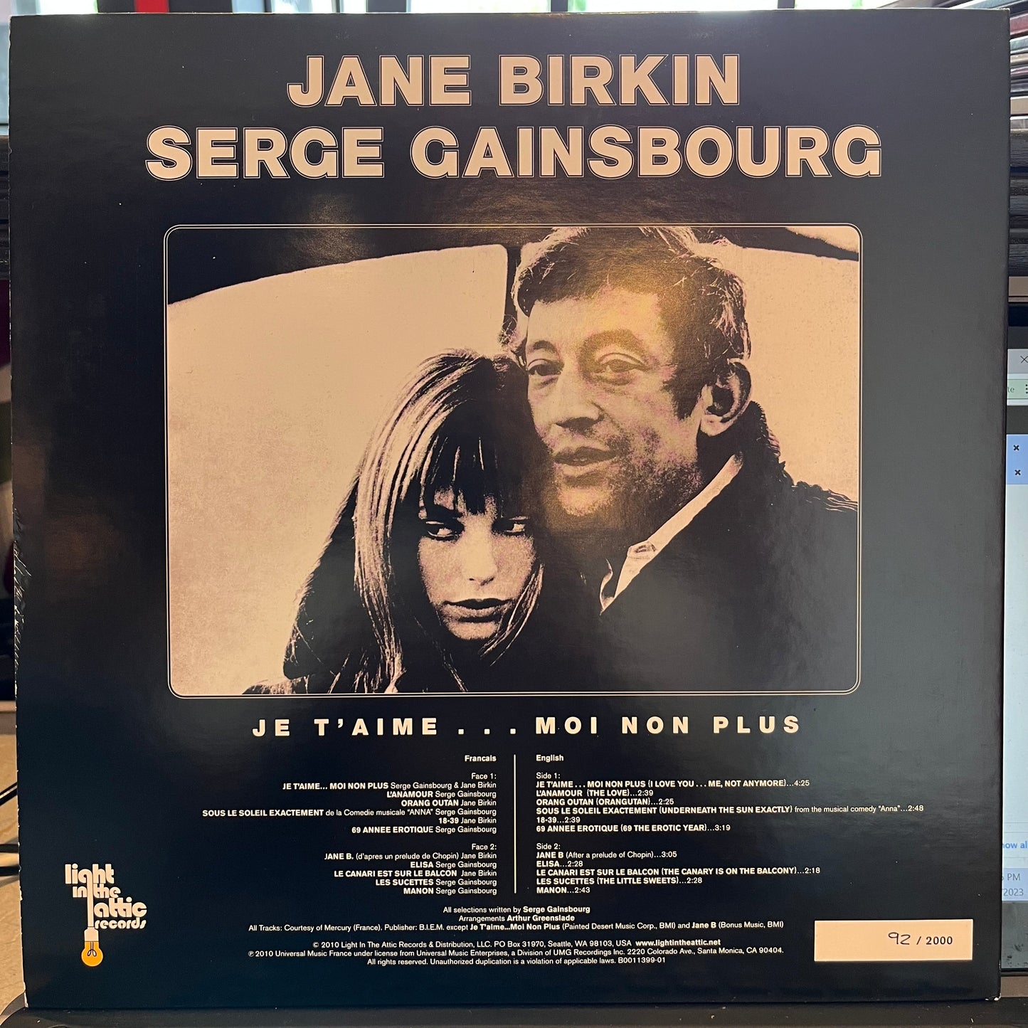 Serge Gainsbourg - Jane Birkin Serge Gainsbourg | Near Mint (NM) Near Mint (NM)-