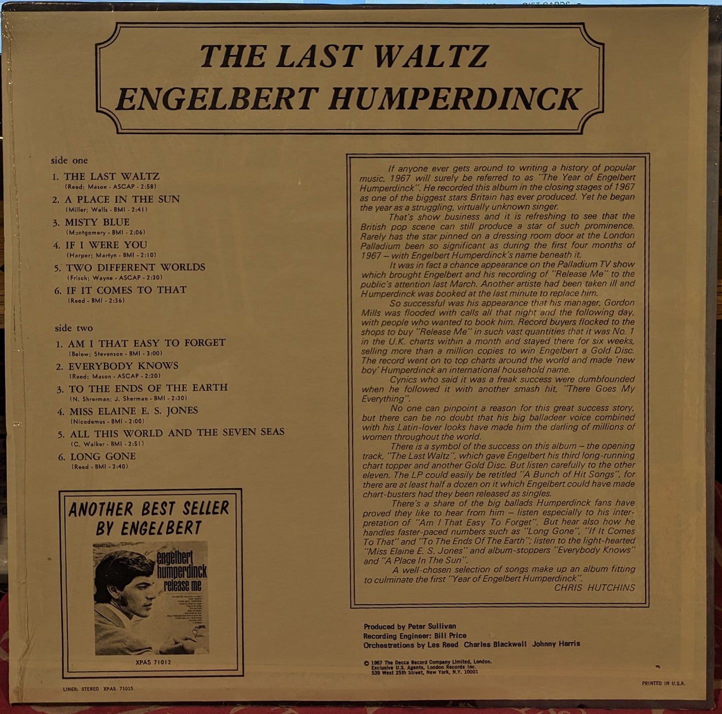 Engelbert Humperdinck - The Last Waltz *TERRE HAUTE* | Near Mint (NM) Near Mint (NM)--