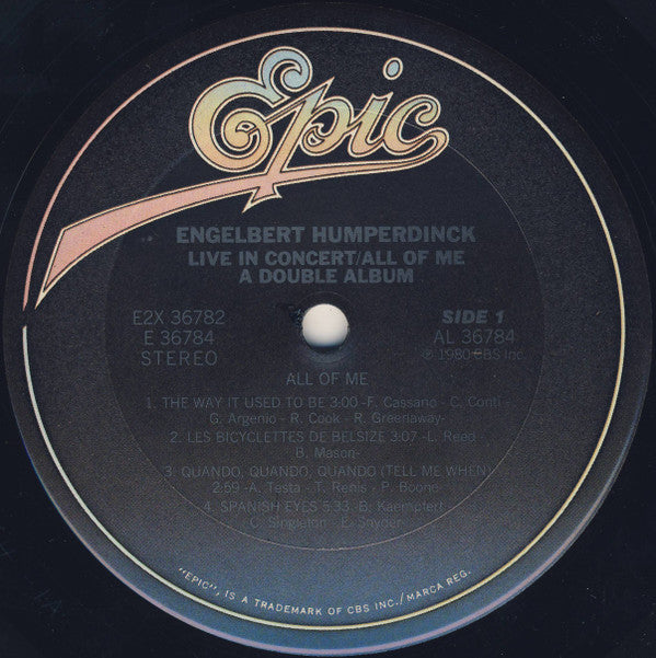 Engelbert Humperdinck - Live In Concert And All Of Me / A Double Album | Near Mint (NM) Near Mint (NM)--