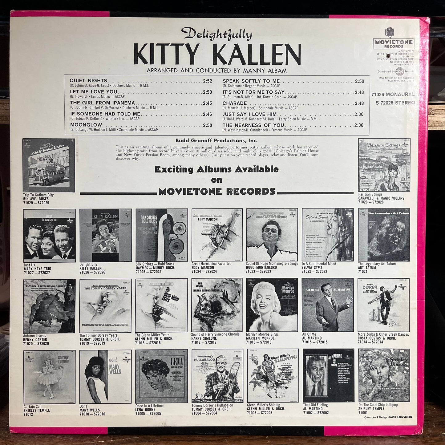 Kitty Kallen - Delightfully Kitty Kallen (VINYL) | Very Good Plus (VG+) Very Good Plus Plus (VG++)--