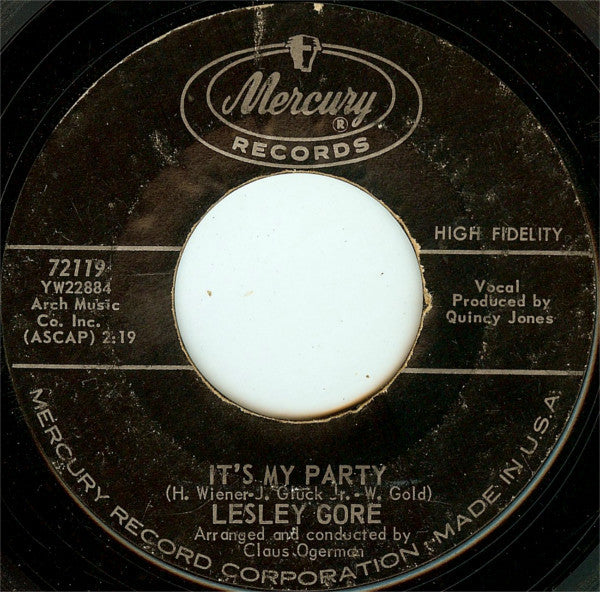 Lesley Gore - It's My Party (7" VINYL) | Very Good Plus (VG+) Near Mint (NM)--