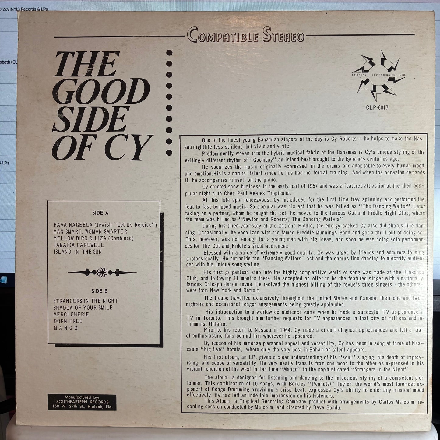 Cy Roberts - The Good Side Of Cy (VINYL) | Very Good (VG) Very Good Plus (VG+)--