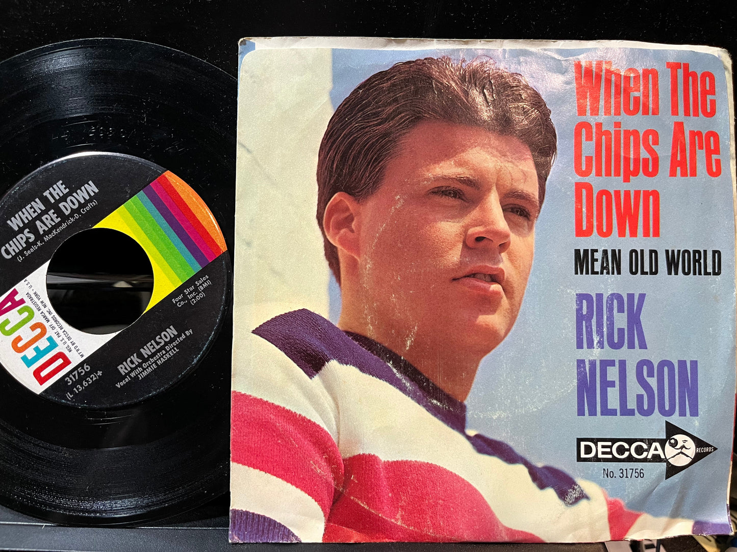 Ricky Nelson (2) - Mean Old World / When The Chips Are Down (7" VINYL) | Very Good (VG) Very Good Plus (VG+)--