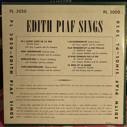 Edith Piaf - Edith Piaf Sings | Very Good (VG) Excellent (EX)--