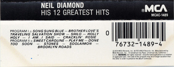 His 12 Greatest Hits (CASSETTE) | Mint (M) Mint (M)-