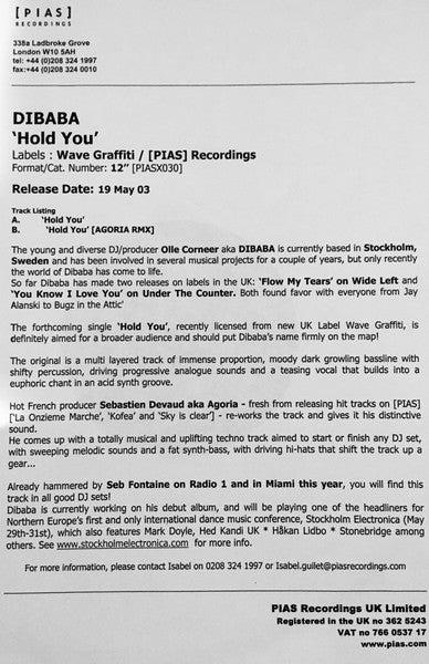 Dibaba - Hold You | Near Mint (NM) Generic-