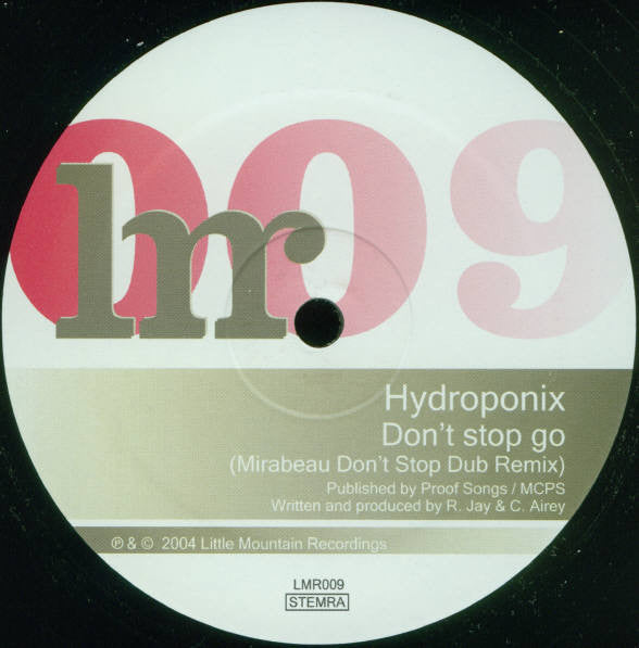 Hydroponix - Don't Stop Go (Mirabeau Remixes) | Near Mint (NM) Near Mint (NM)-