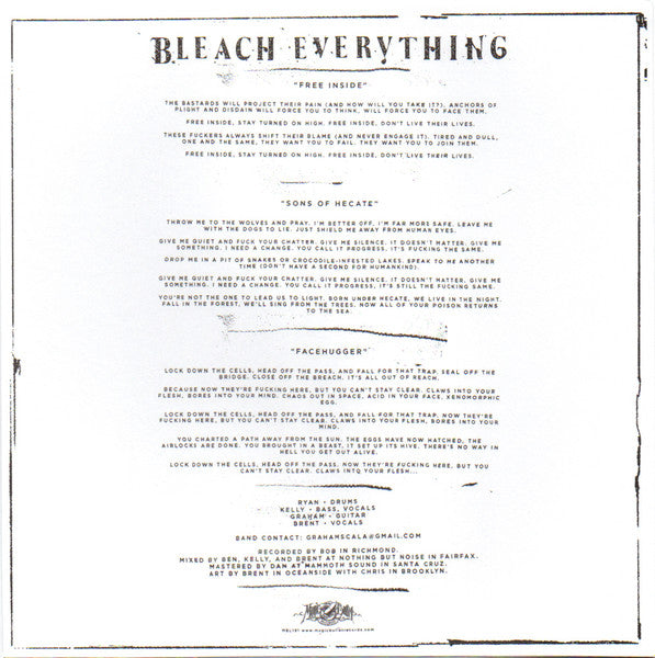 Bleach Everything - Free Inside (CLEAR VINYL 7") | Mint (M) Mint (M)-