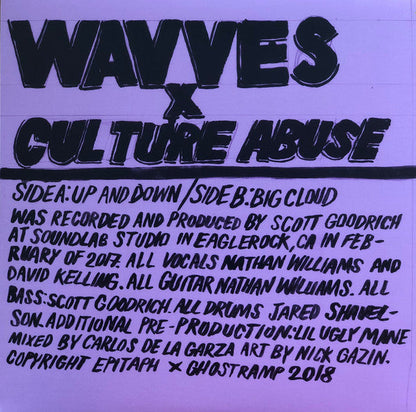 Wavves X Culture Abuse - Up And Down / Big Cloud - Split (PINK VINYL 7") | Mint (M) Mint (M)-