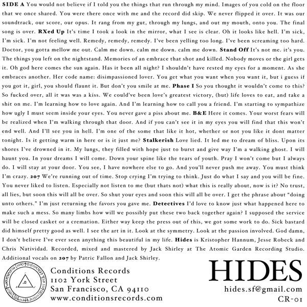 Hides (2) - Hides (WHITE VINYL 7") | Mint (M) Mint (M)-