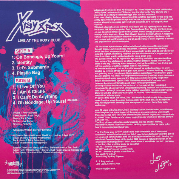 X-Ray Spex - Live At The Roxy Club (COLOR VINYL) |-