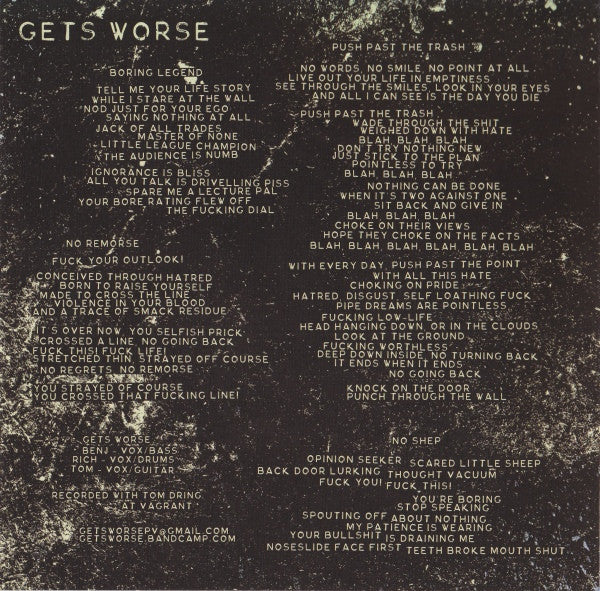 Gets Worse / Fissure Split (BLUE VINYL 7") | Mint (M) Mint (M)-