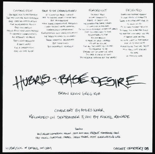 Hubris (2) - Base Desire (7" VINYL) | Mint (M) Mint (M)-