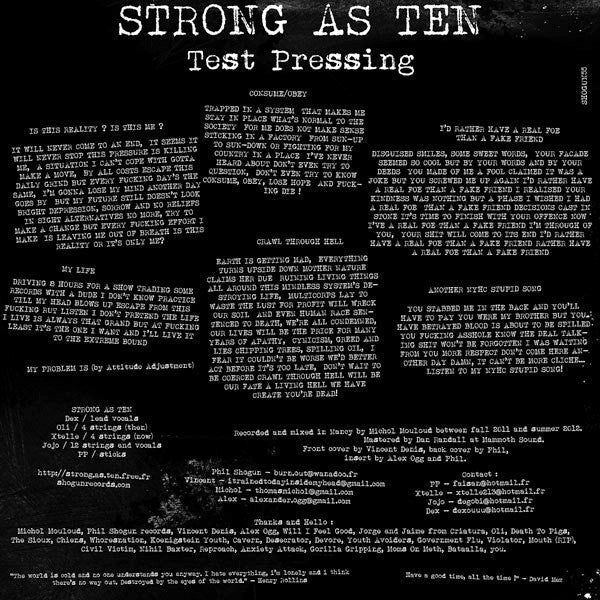 Strong As Ten - Test Pressing (VINYL 7") | Mint (M) Mint (M)-