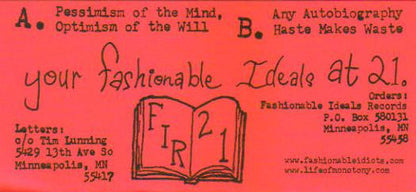 Pessimism Of The Mind, Optimism Of The Will (VINYL 7") | Mint (M) Mint (M)-