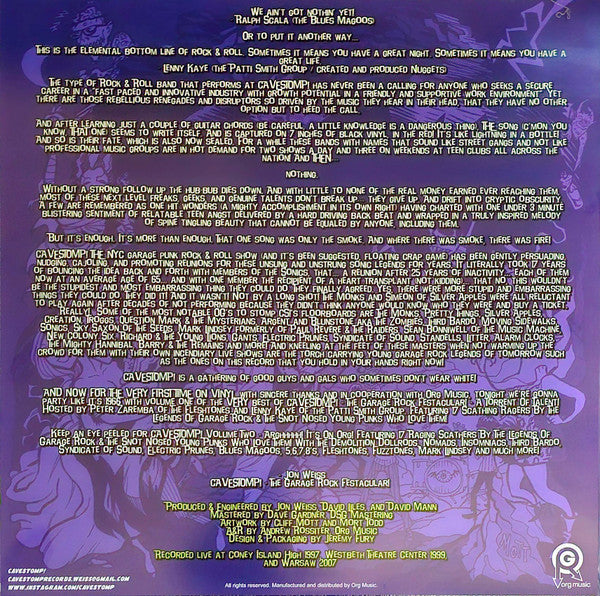 Various - Cavestomp! The Garage Rock Festacular! Presents A Torrent Of Talent! Volume One! | Mint (M) Mint (M)-